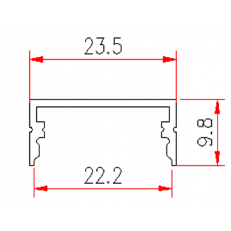 Perfil para tira led 2 metros tira 2310